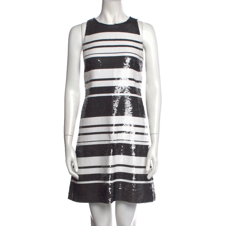 Kate Spade New York Black / White Strip Sequin Dress